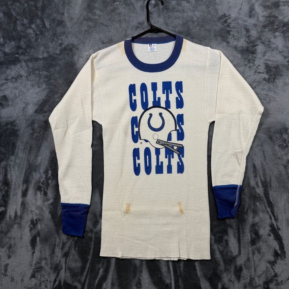 NFL Thermal Shirt Mens M White Indianapolis Colts Waffle Knit Long Sleeve